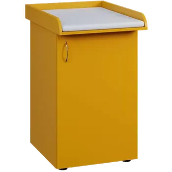 přebalovací pult a komoda PP - 205 pult přebalovací s matrací, 1-dveřový, pravý, 1000x600x800, žlutá odio, koženka bílá BA-1