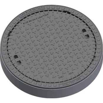 Šachtový poklop BEGU B125 bez odvětrání, litino-betonový rám, DN 600, KASI KBB03