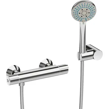Sprchová nástěnná termostatická baterie se sprchovou sadou: ruční sprcha, držák sprchy, sprchová hadice, chrom Deep by Jika Chrom H3331U70042711