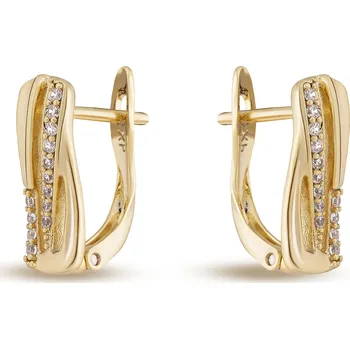 Náušnice biju Pozlacené náušnice s jemnou vlnkou a třpytivými zirkony 2223