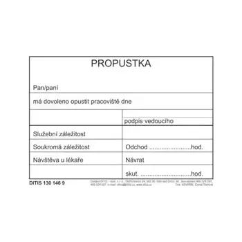 Tiskopis DITIS Propustka 100ks