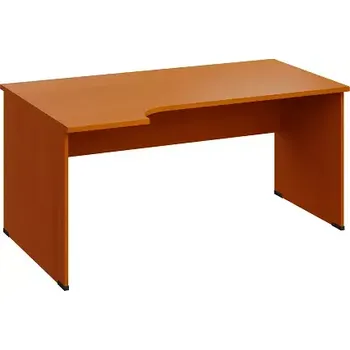 Psací stůl LR 28 - 164 stůl kancelářský, rohový, levý, dřevěná podnož, deska 25 mm, široký 1600 mm, třešeň šumavská