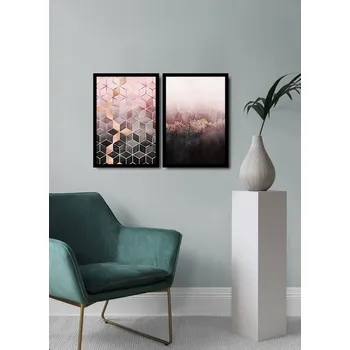 Obraz ASIR Obraz na MDF s rámem 2ks KONKRÉTNÍ A ABSTRAKTNÍ 36 x 51 cm