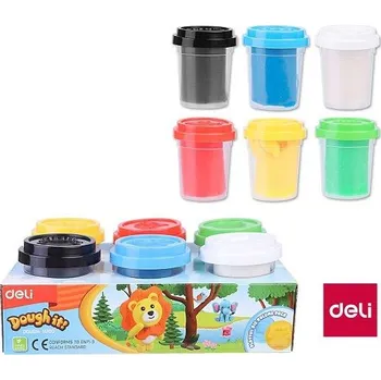 Modelovací hmota Plastelína měkká kelímek 6 barev DELI EH700