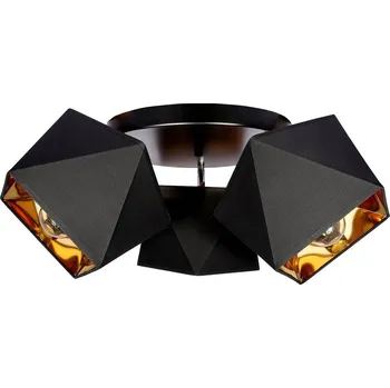 Bodové svítidlo Stropní svítidlo Diamond Gold, 3x černé/zlaté textilní stínítko, (možnost polohování),