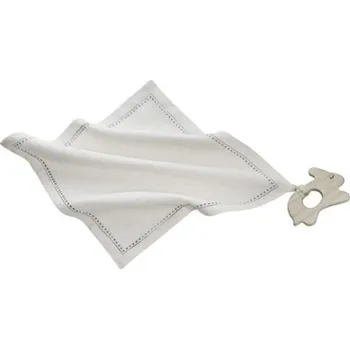 Výuková hračka Wooden Story Mini kousátko - Zajíček s kapesníčkem