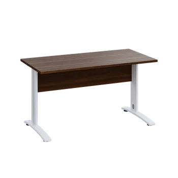 Psací stůl LK 27 - 14 stůl kancelářský, kovová podnož bílá, deska 25 mm, široký 1400 mm, ořech královský