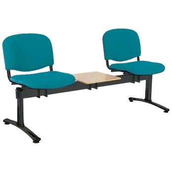 CL - 23 + D, čalouněná lavice do čekárny, 2-sedák, stolek, koženka AN - 078 tyrkysová, kostra černá