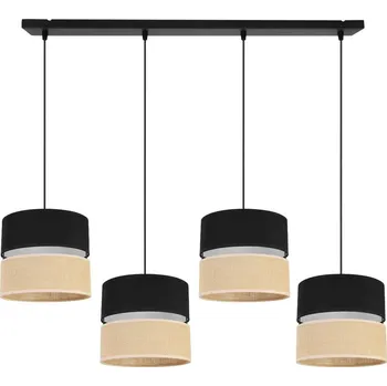 Závěsné svítidlo Juta, 4x jutové/černé textilní stínítko, b