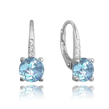 Souprava šperků MINET Elegantní stříbrné krásné náušnice se světle modrým zirkonem JMAS0150AE00