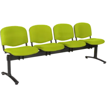 CL - 24, čalouněná lavice do čekárny, 4-sedák, látka SUE - S 34 hráškově zelená, kostra černá