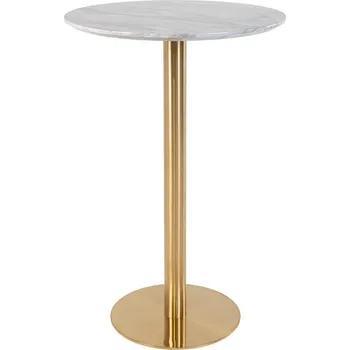 Barový stolek Nordic Living Zlatý mramorový kulatý barový stůl Ascona 70 cm