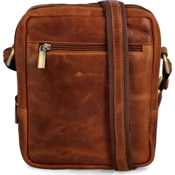Pánská kožená crossbody/taška koňaková hladká - Diviley Jacob koňak