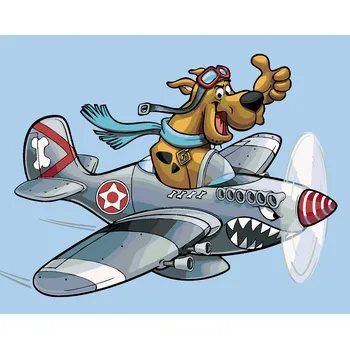 ZUTY Malování podle čísel - SCOOBY A LETADLO (SCOOBY DOO) Rozměr: 40x50 cm, Rámování: bez rámu a bez vypnutí plátna