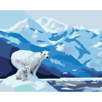 Hračka ZUTY Malování podle čísel - LEDNÍ MEDVĚD A LEDOVCE (D. RUSTY RUST) Rozměr: 40x50 cm, Rámování: bez rámu a bez vypnutí plátna