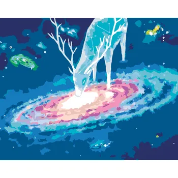 ZUTY Malování podle čísel - JELEN A GALAXIE Rozměr: 40x50 cm, Rámování: bez rámu a bez vypnutí plátna