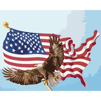ZUTY Malování podle čísel - OREL NA STOŽÁRU VLAJKY USA (D. RUSTY RUST) Rozměr: 40x50 cm, Rámování: bez rámu a bez vypnutí plátna
