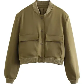 Dámská casual bunda Dámská krátká jarní/podzimní bunda "bomber" Barva: Khaki, Velikost: S