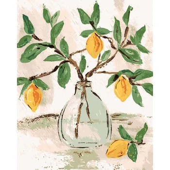 ZUTY Malování podle čísel - CITRÓNY VE VÁZE (HALEY BUSH) Rozměr: 40x50 cm, Rámování: bez rámu a bez vypnutí plátna
