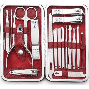 Péče o nehty | sada na manikúru - 19 ks červená