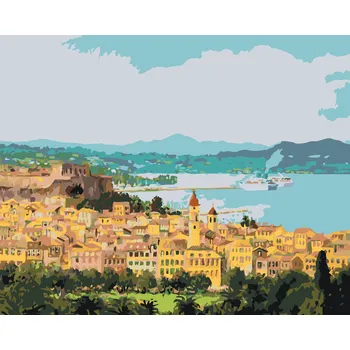 ZUTY Malování podle čísel - CORFU V ŘECKU Rozměr: 40x50 cm, Rámování: bez rámu a bez vypnutí plátna