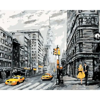 ZUTY Malování podle čísel - ŽLUTÉ TAXÍKY V NEW YORKU Rozměr: 40x50 cm, Rámování: bez rámu a bez vypnutí plátna