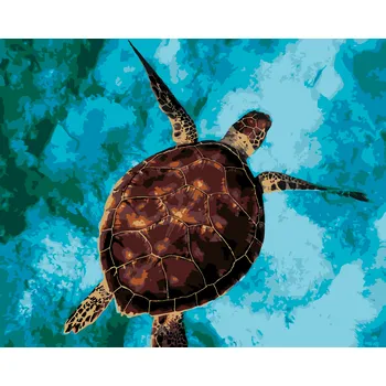 ZUTY Malování podle čísel - MOŘSKÁ ŽELVA NA VODĚ Rozměr: 40x50 cm, Rámování: bez rámu a bez vypnutí plátna