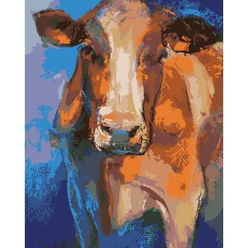 ZUTY Malování podle čísel - BAREVNÁ HLAVA KRÁVY Rozměr: 40x50 cm, Rámování: vypnuté plátno na rám