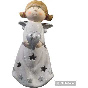 Vánoce Svítící andílek - hvězdičky 25.5 cm 13 cm