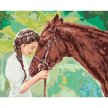 ZUTY Malování podle čísel - MLADÁ DÍVKA S KONĚM Rozměr: 40x50 cm, Rámování: bez rámu a bez vypnutí plátna