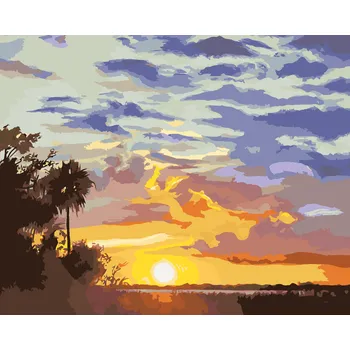 ZUTY Malování podle čísel - ZÁPAD SLUNCE (D. RUSTY RUST) Rozměr: 40x50 cm, Rámování: bez rámu a bez vypnutí plátna