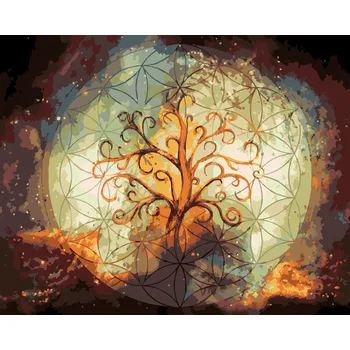 ZUTY Malování podle čísel - STROM ŽIVOTA VE VESMÍRNÉM POZADÍ Rozměr: 40x50 cm, Rámování: bez rámu a bez vypnutí plátna