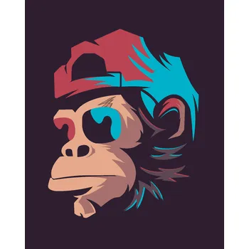 ZUTY Malování podle čísel - OPICE S KŠILTOVKOU A SLUNEČNÍMI BRÝLEMI Rozměr: 40x50 cm, Rámování: bez rámu a bez vypnutí plátna