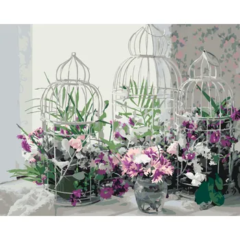 ZUTY Malování podle čísel - OZDOBNÉ PTAČÍ KLECE VE STYLU PROVENCE Rozměr: 40x50 cm, Rámování: bez rámu a bez vypnutí plátna