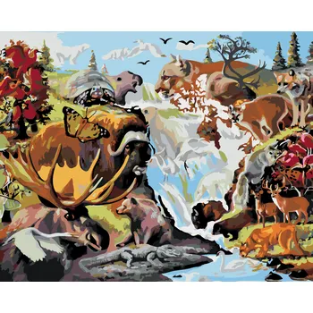 ZUTY Malování podle čísel - ZVÍŘATA SCHOVANÉ V OBRAZE (D. RUSTY RUST) Rozměr: 40x50 cm, Rámování: bez rámu a bez vypnutí plátna
