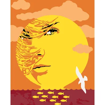 ZUTY Malování podle čísel - ABSTRAKTNÍ ZÁPAD SLUNCE S ŽENOU Rozměr: 40x50 cm, Rámování: bez rámu a bez vypnutí plátna