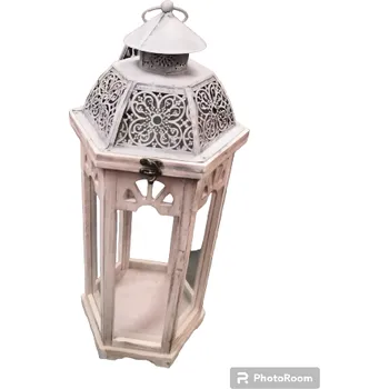 Lucerna Bílá lucerna na svíčku - sklo/plech (Plechová lucerna na svíčku)