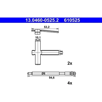 Přislušenství brzdového systému Sada příslušenství, obložení kotoučové brzdy ATE 13.0460-0525.2