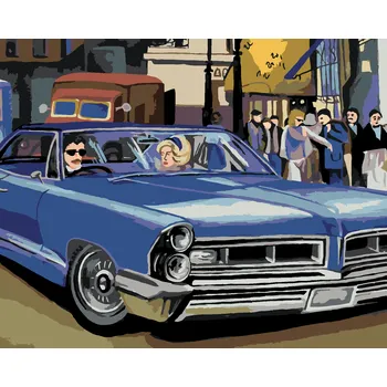 ZUTY Malování podle čísel - MODRÉ RETRO AUTO Rozměr: 40x50 cm, Rámování: bez rámu a bez vypnutí plátna