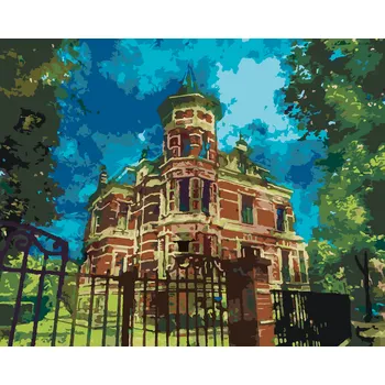 ZUTY Malování podle čísel - ANTICKÁ ČERVENÁ VILA V AMSTERDAMU Rozměr: 40x50 cm, Rámování: bez rámu a bez vypnutí plátna