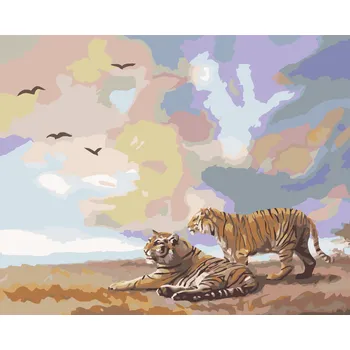 ZUTY Malování podle čísel - TYGR A MRAKY (D. RUSTY RUST) Rozměr: 80x100 cm, Rámování: bez rámu a bez vypnutí plátna