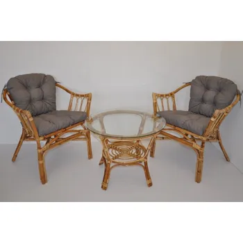 Zahradní sestava Nábytek PEGAS Ratanová sedací souprava Subaliu - polstry šedý melír