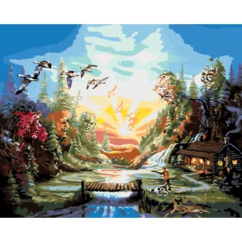 ZUTY Malování podle čísel - KRAJINA PŘI DÍKŮVZDÁNÍ (D. RUSTY RUST) Rozměr: 40x50 cm, Rámování: bez rámu a bez vypnutí plátna