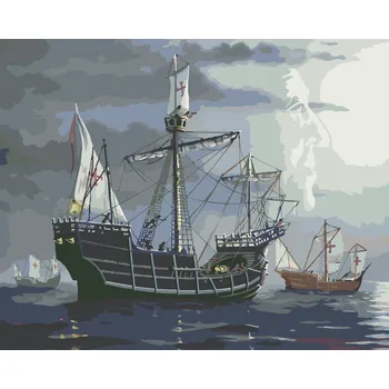 ZUTY Malování podle čísel - LODĚ PLUJÍCÍ NA MOŘI (D. RUSTY RUST) Rozměr: 40x50 cm, Rámování: bez rámu a bez vypnutí plátna