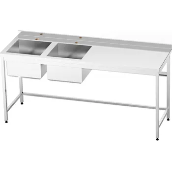 Nerezový dřez GG Nerezový stůl s dvojdřezem vlevo 2000x700x850mm, dřez 500x500x300mm
