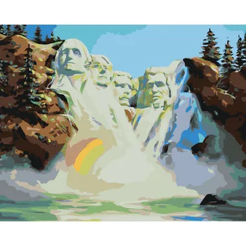 ZUTY Malování podle čísel - VODOPÁD, DUHA A PREZIDENTI USA (D. RUSTY RUST) Rozměr: 40x50 cm, Rámování: vypnuté plátno na rám