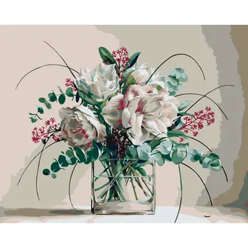 ZUTY Malování podle čísel - ZÁTIŠÍ KYTICE VE SKLENĚNÉ VÁZE (PIETER WAGEMANS) Rozměr: 40x50 cm, Rámování: bez rámu a bez vypnutí plátna
