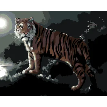 Hračka ZUTY Malování podle čísel - TYGR A ÚPLNĚK (D. RUSTY RUST) Rozměr: 40x50 cm, Rámování: bez rámu a bez vypnutí plátna