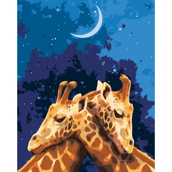 ZUTY Malování podle čísel - OBJÍMAJÍCÍ SE ŽIRAFY Rozměr: 40x50 cm, Rámování: bez rámu a bez vypnutí plátna