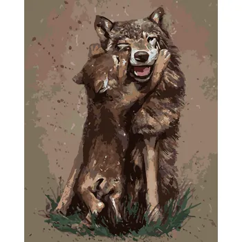 ZUTY Malování podle čísel - VLČICE A MLÁDĚ Rozměr: 40x50 cm, Rámování: bez rámu a bez vypnutí plátna